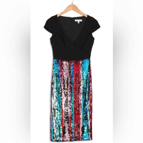 Dress the Population Cap Sleeve Plunge Dress - Picture 1 of 10